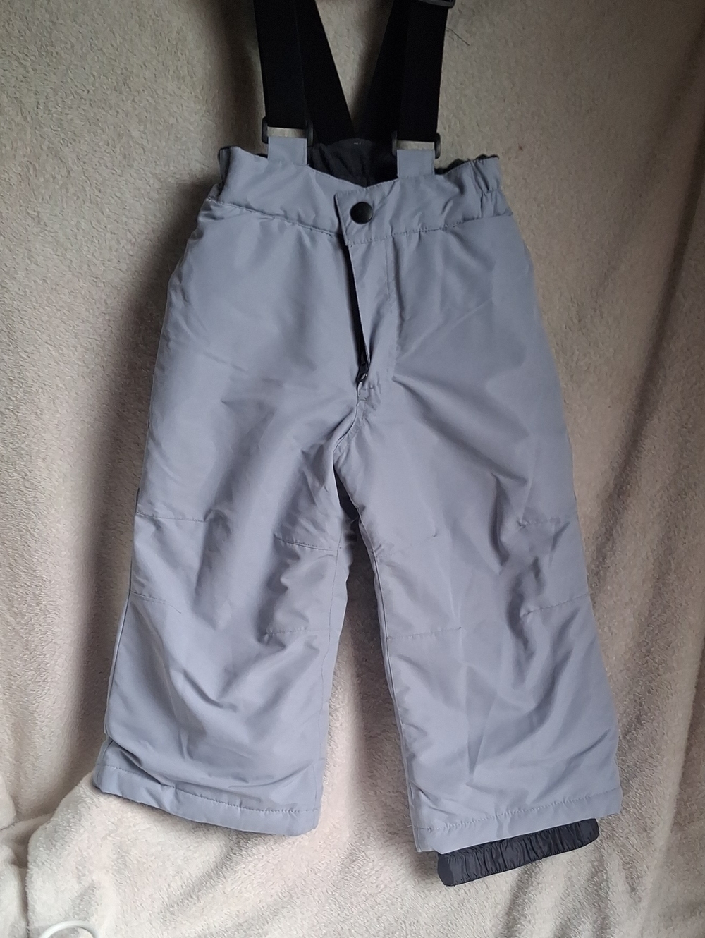 Pulse Light Gray Boys' Snow Pants with Black Suspenders